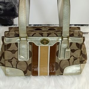Coach Hamptons Khaki Signature/Leather accent Bag